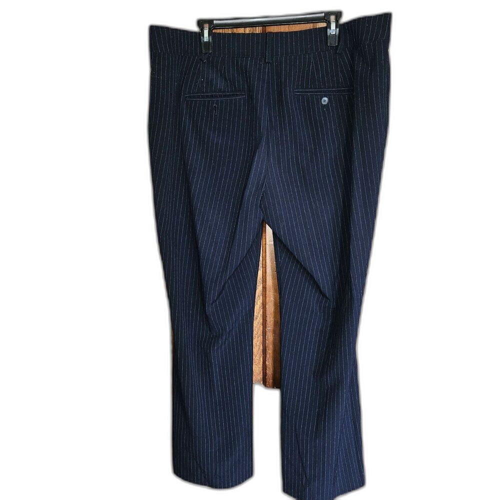 Lane Bryant 18 Black Silver Pinstripe Wide Leg Dress Pants Stretch Career